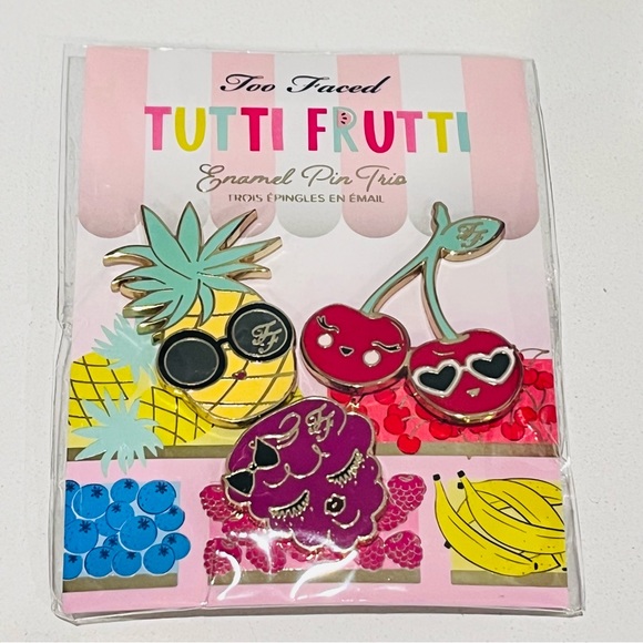 New Too Faced Tutti Frutti Enamel Pin Trio pack - Picture 2 of 3